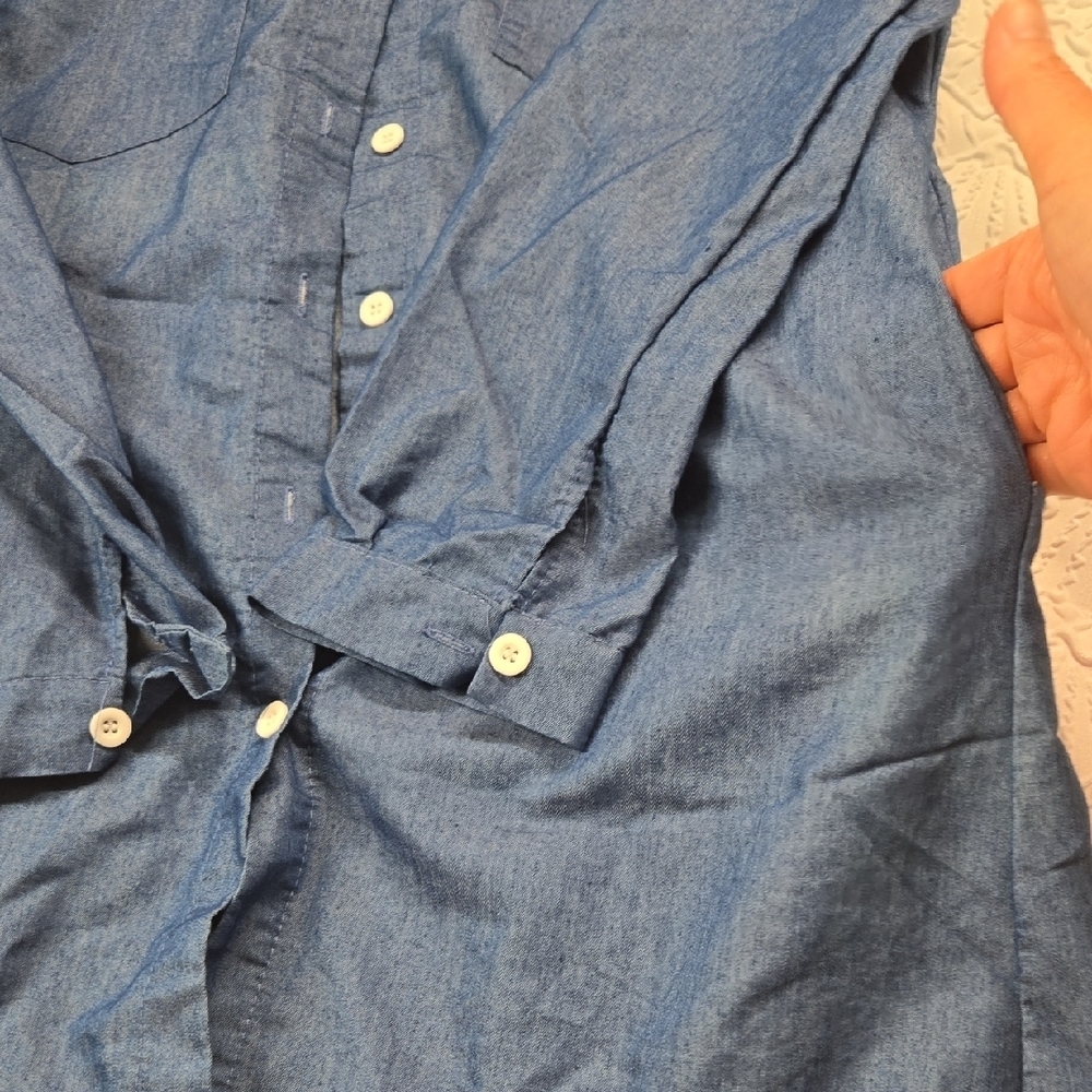 3/$10 Navy Button-Up Midi Dress With Pockets - Picture 4 of 4